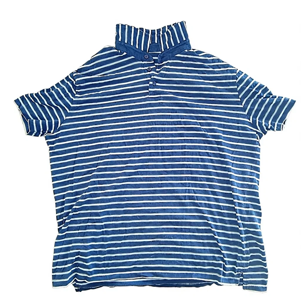 Striped Polo Shirt - Blue & White