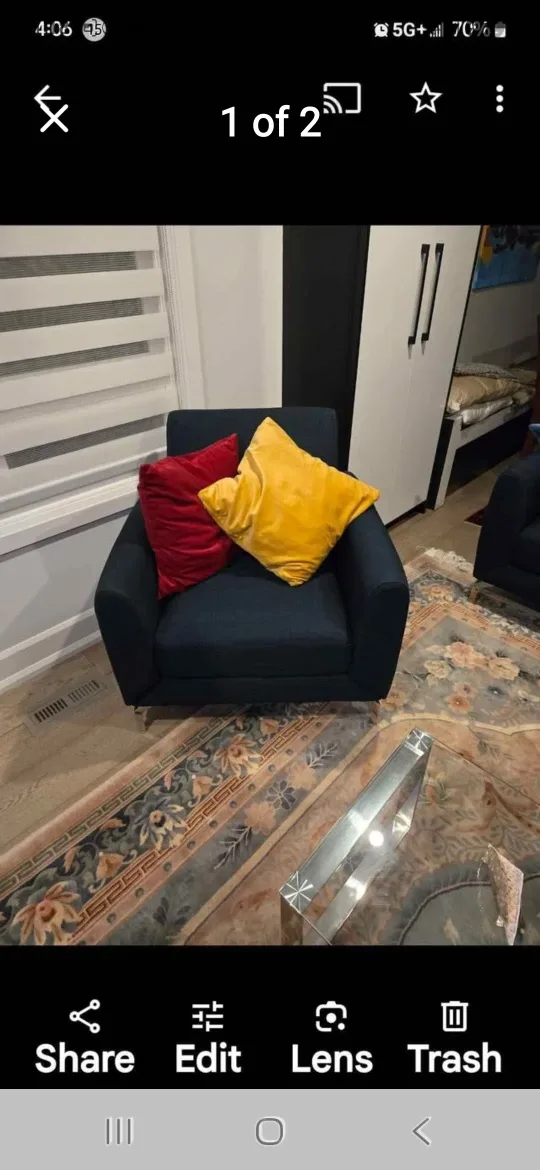 Navy Blue Sofa and Armchair Set