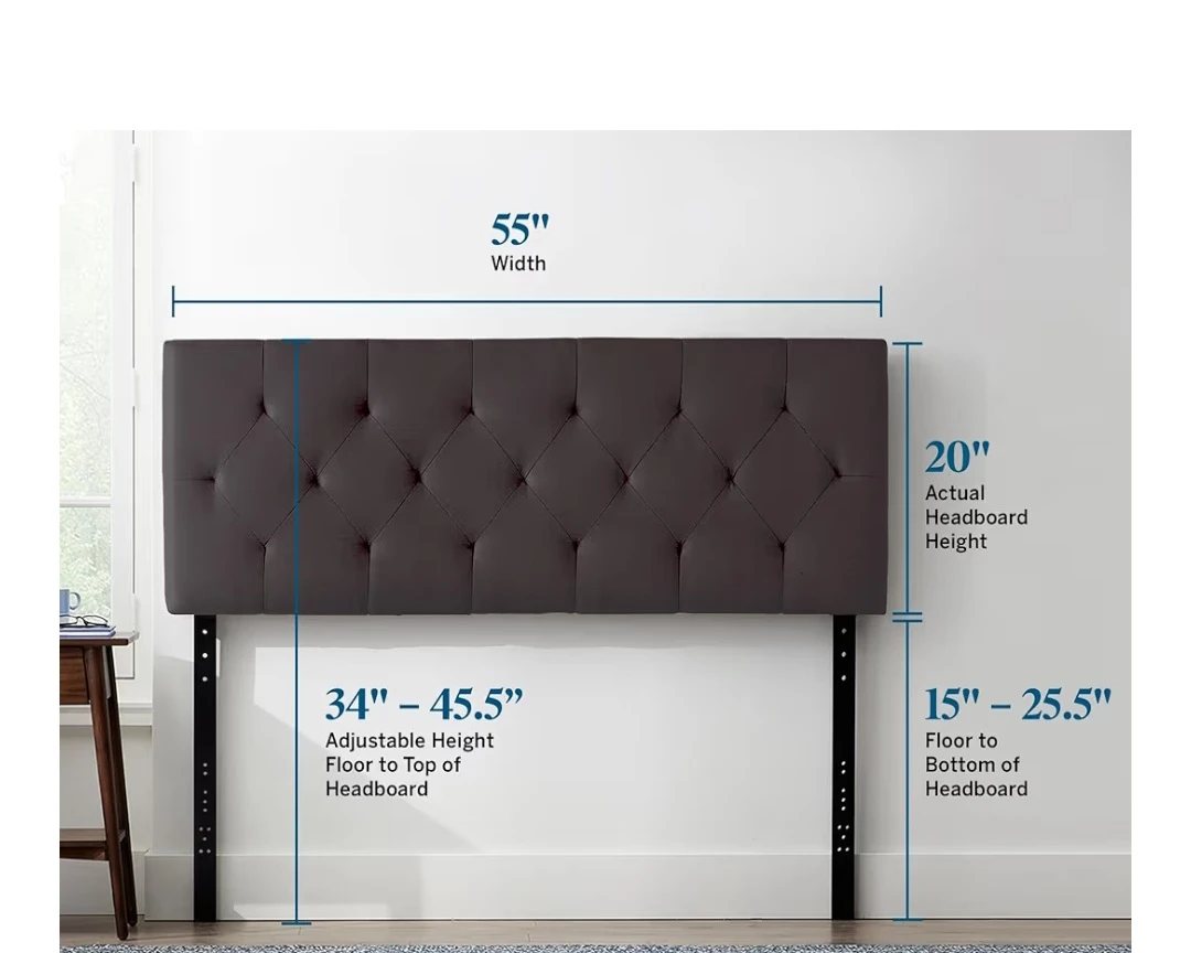Tufted Headboard - Full/Queen Size - Gray