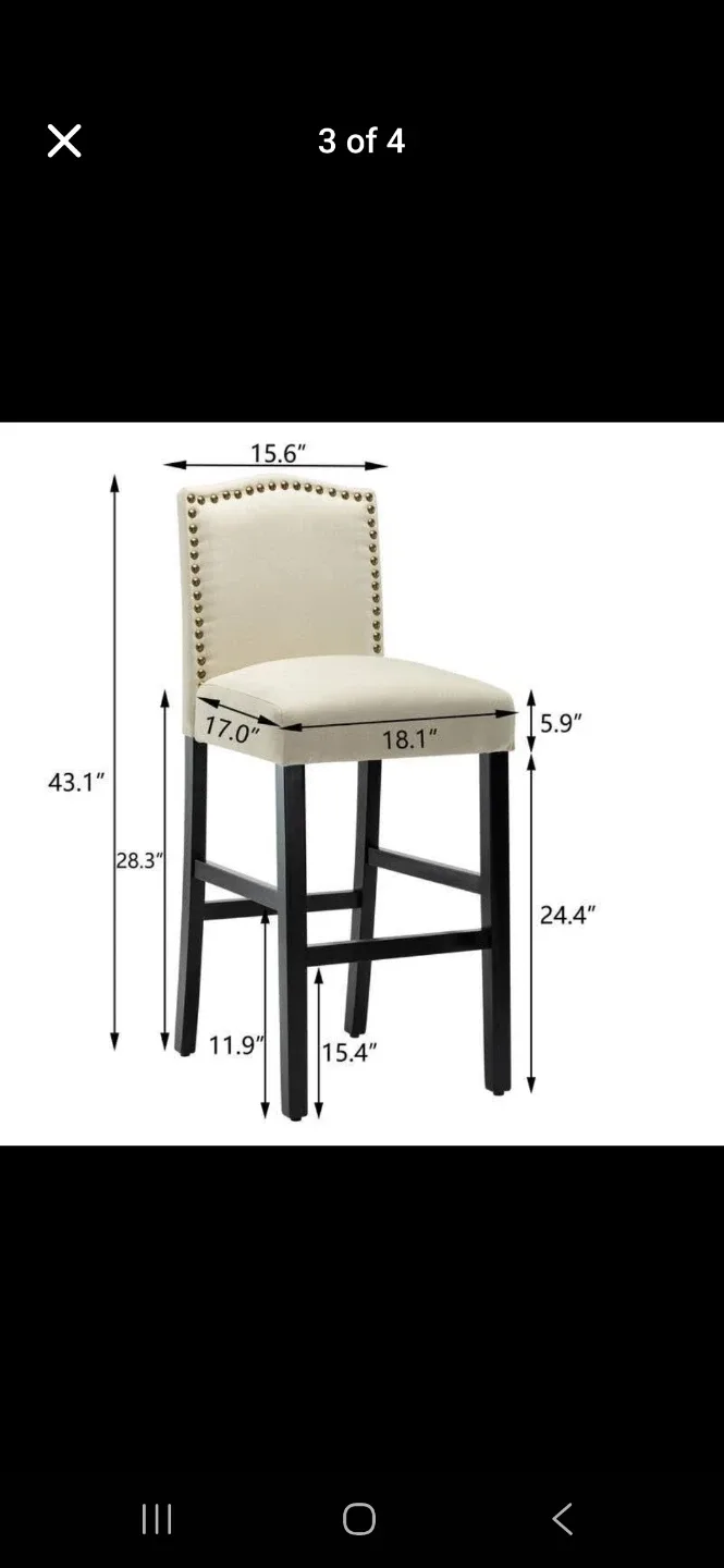 Solid wood Bar Height Cushioned Stools image indicator(4)