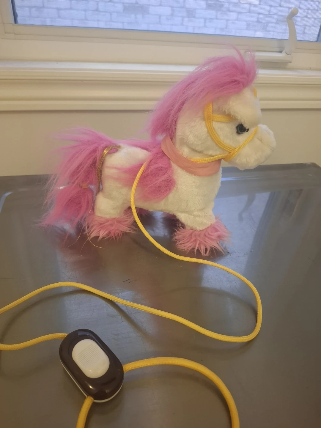 Walking Pony Toy - Plush Pink & White