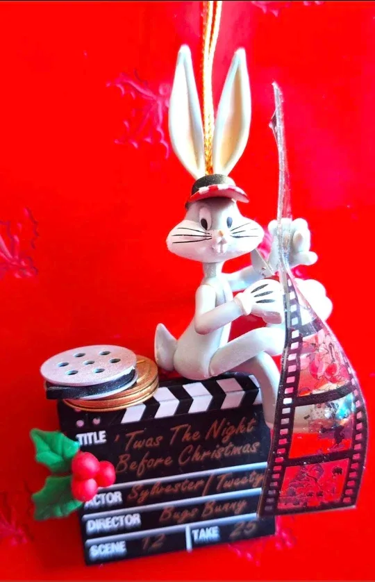 Vintage Looney Tunes Xmas Ornament Bugs Bunny In Directors Chair