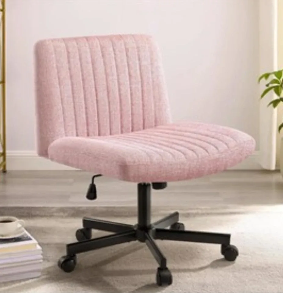 Pink Ribbed Swivel Office Chair