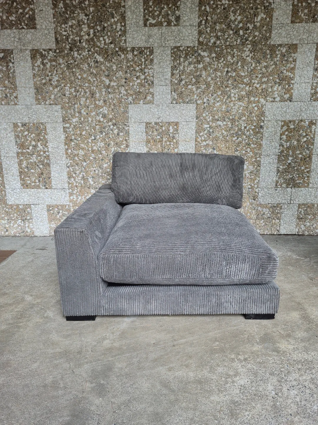 Moes Grey Corduroy Sectional Sofa