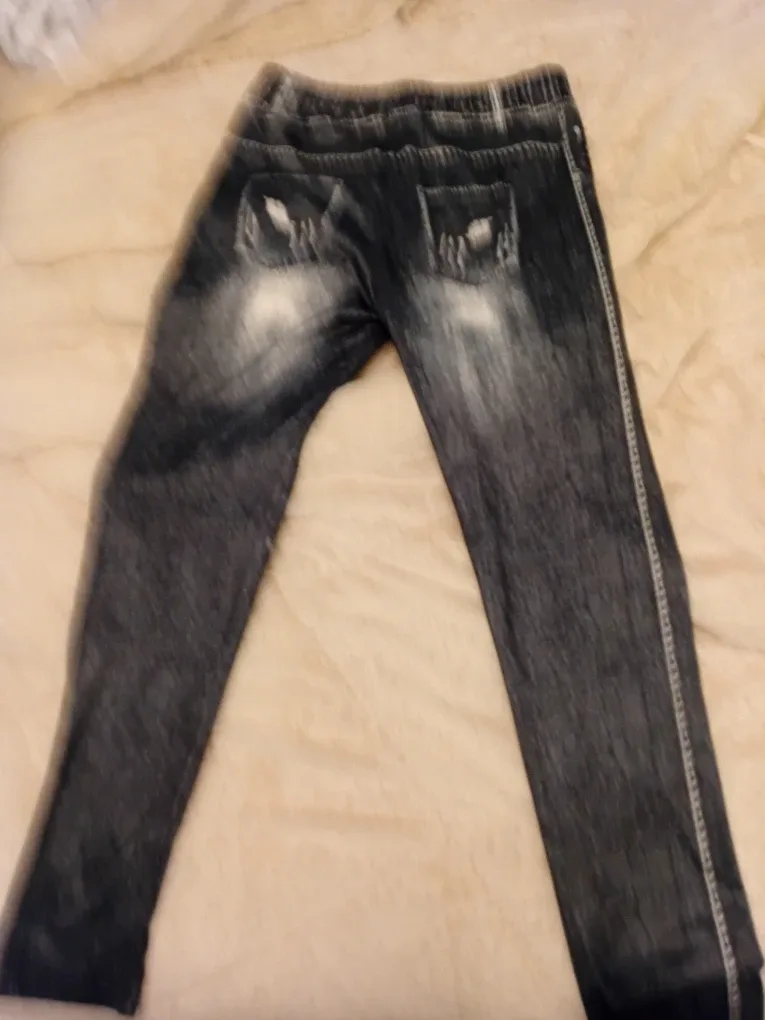 Distressed Denim Print Leggings image indicator(2)