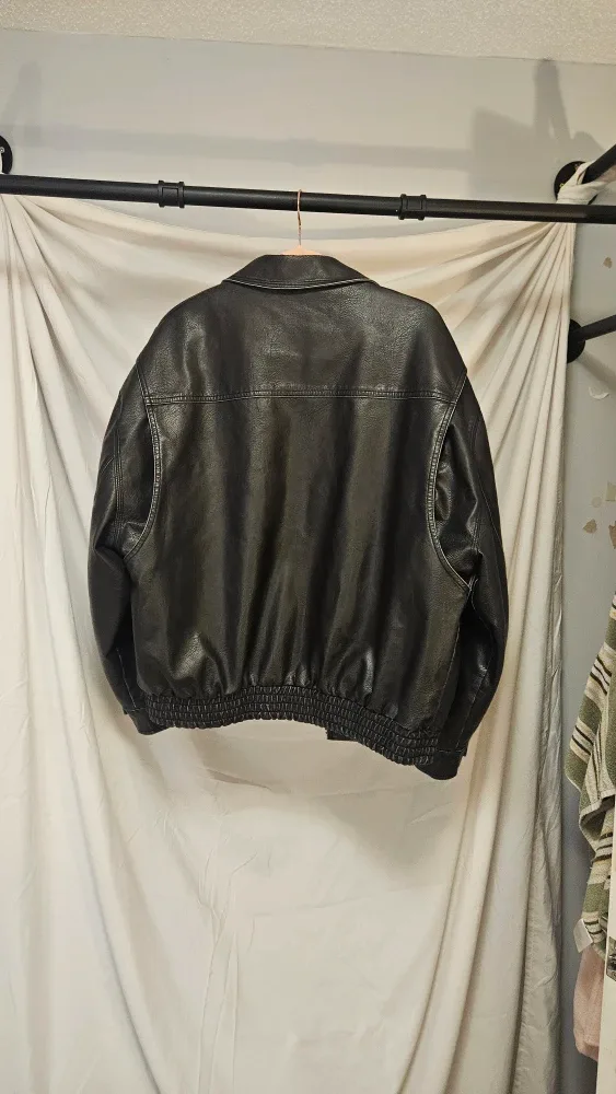 Black Faux Leather Jacket Size L image indicator(2)