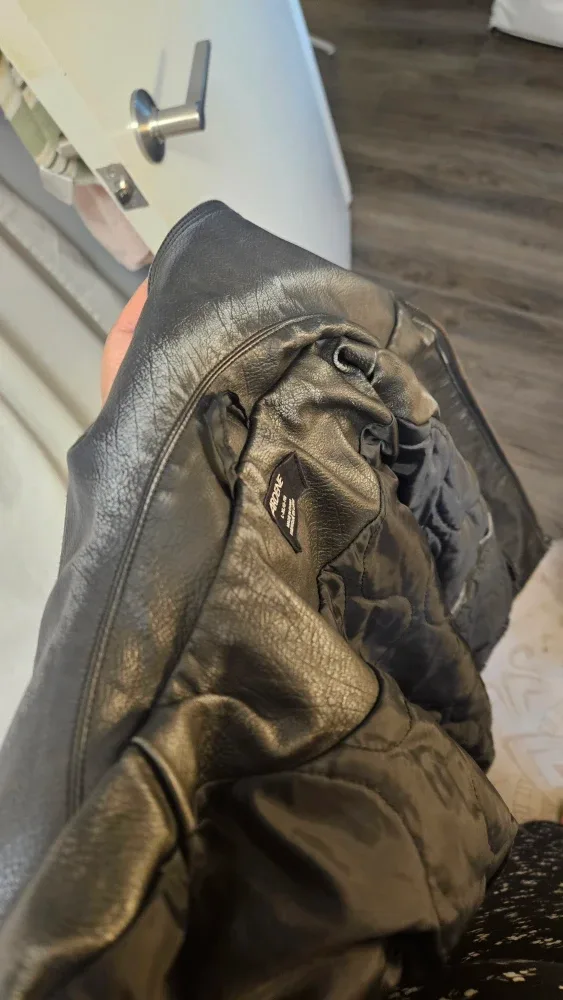 Black Faux Leather Jacket Size L image indicator(4)