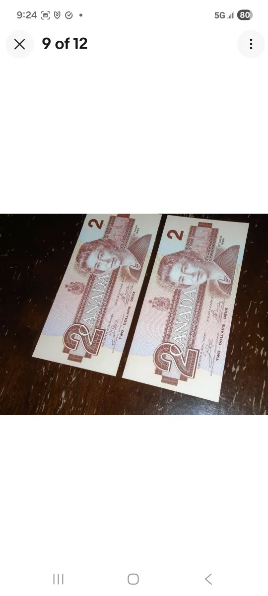 1986 Bank of Canada, Consecutive $2 Bills/AUH/Crow-Bouey + Bonus image indicator(9)