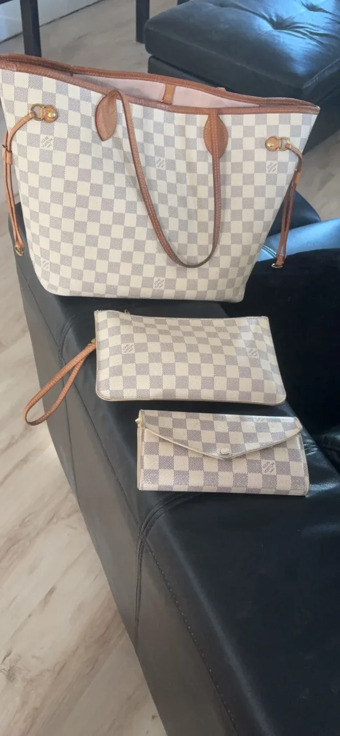 Louis Vuitton Damier Azur Tote, Pouch, Wallet Set
