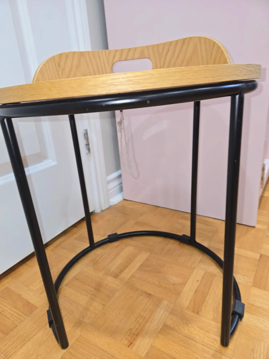 Wood & Black Metal Stool image indicator(4)