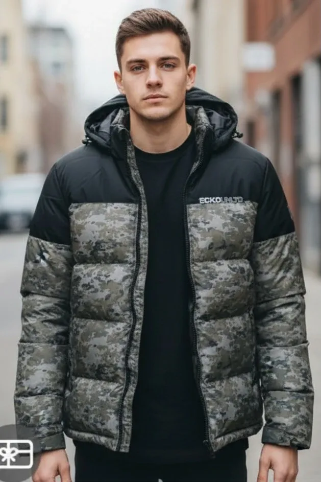 Ecko Unltd Camo Puffer Jacket - Size M