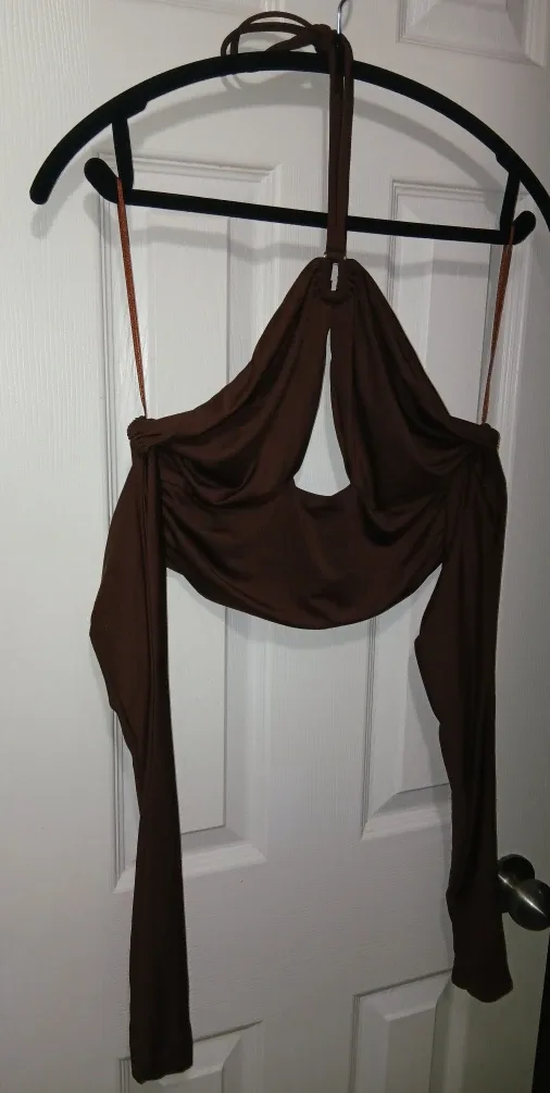 Streetwear Society Brown Wrap Halter Top - Size Small