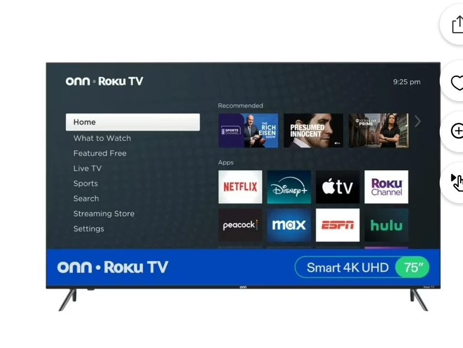 onn 75” Class 4K UHD Roku Smart Television - photo 3