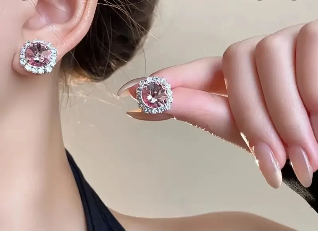 Pink Rhinestone Necklace & Earrings Set image indicator(2)