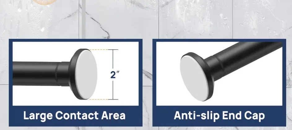 Adjustable Black Shower Curtain Rod Multifunctional 30"-76" image indicator(2)