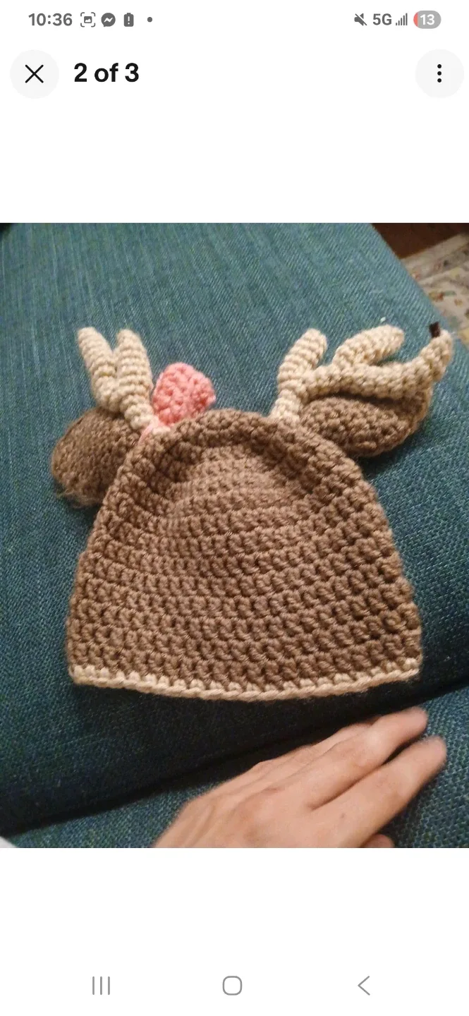 Crochet Reindeer Hat - Baby/Toddler image indicator(5)