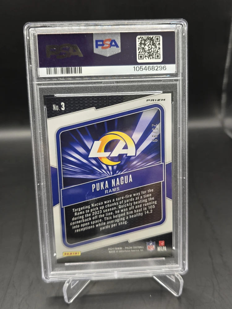 2024 Puka Nacua Prizm Hype-Blue Ice PSA 9 Mint /99 - photo 2