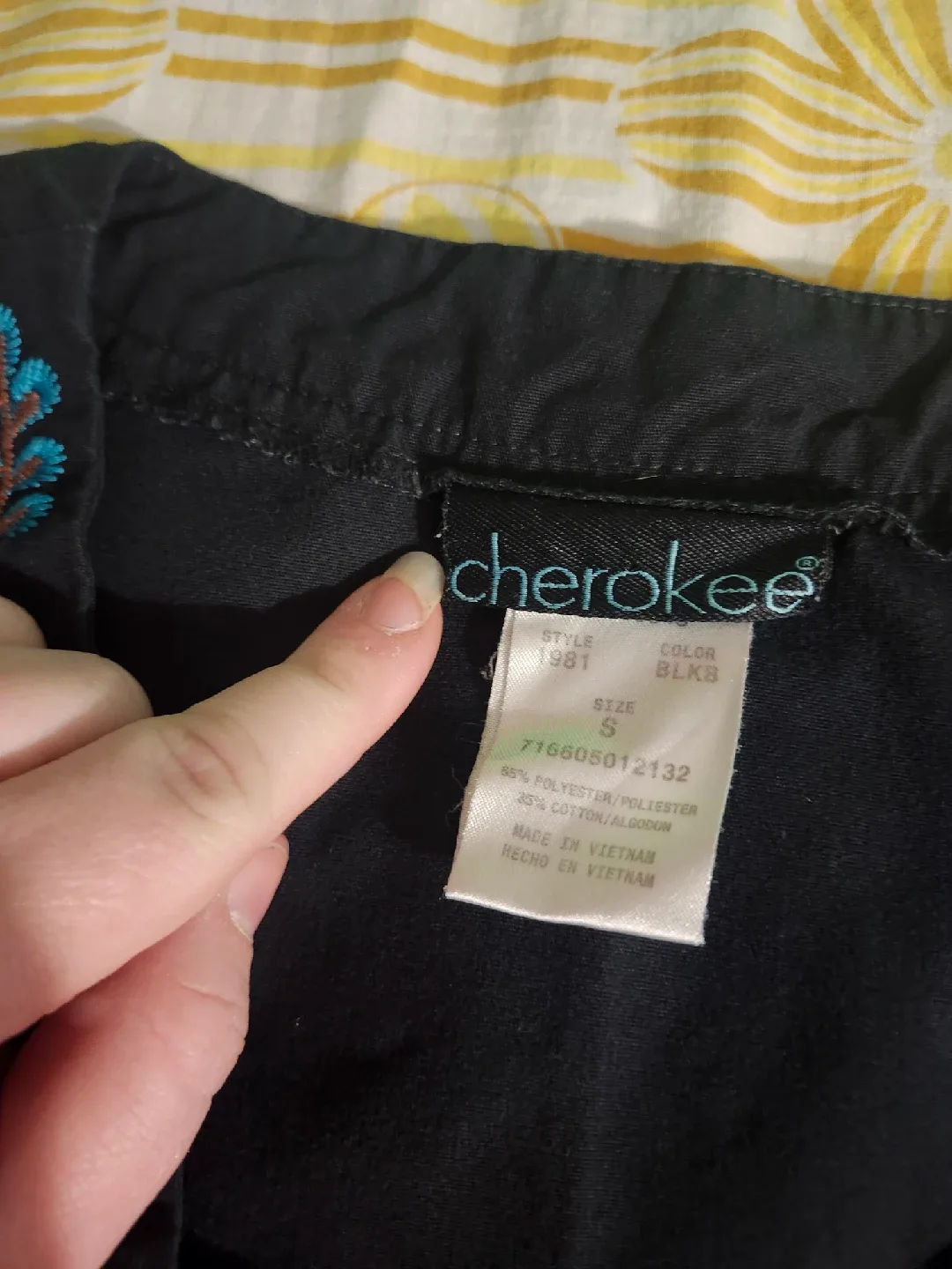 y2k black and brown embroidered floral babydoll scrub top image indicator(5)