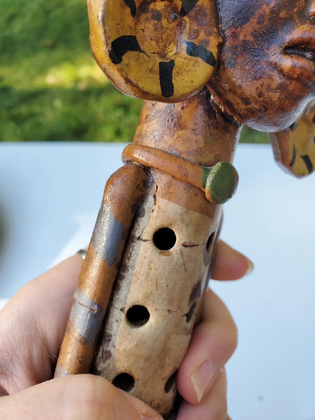 Vintage Hand Carved Aztec clay flute image indicator(5)