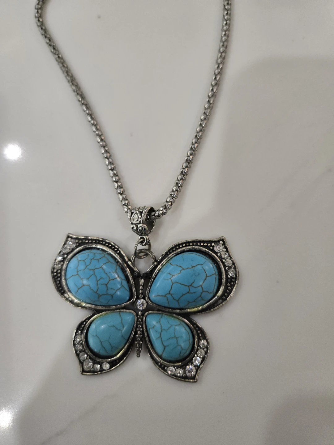 Butterfly Pendant Necklace Turquoise Colour - photo 2