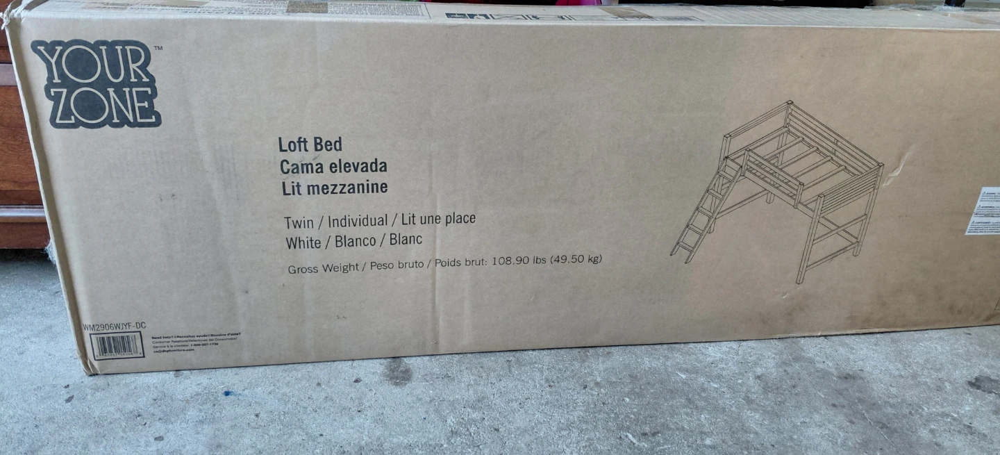 Your Zone White Twin Loft Bed - New in Box!