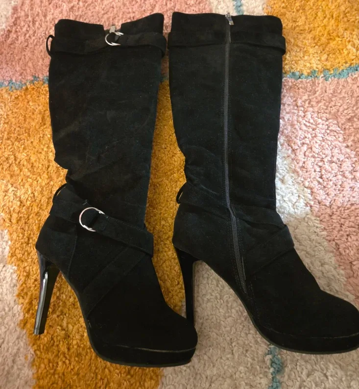 Brand new.Black Knee High Heel Boots - Size 42