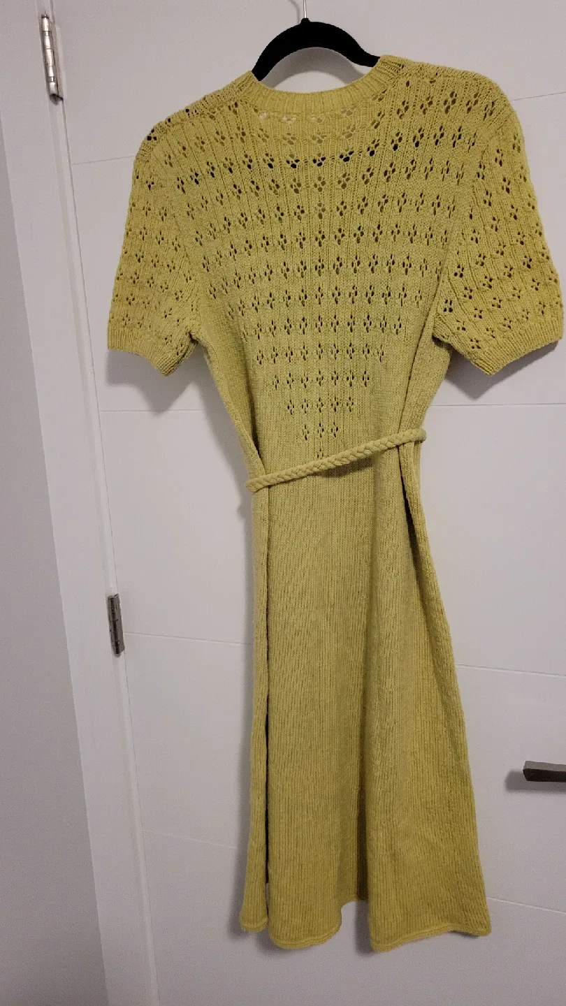 Yellow Knit Dress with Belt image indicator(2)