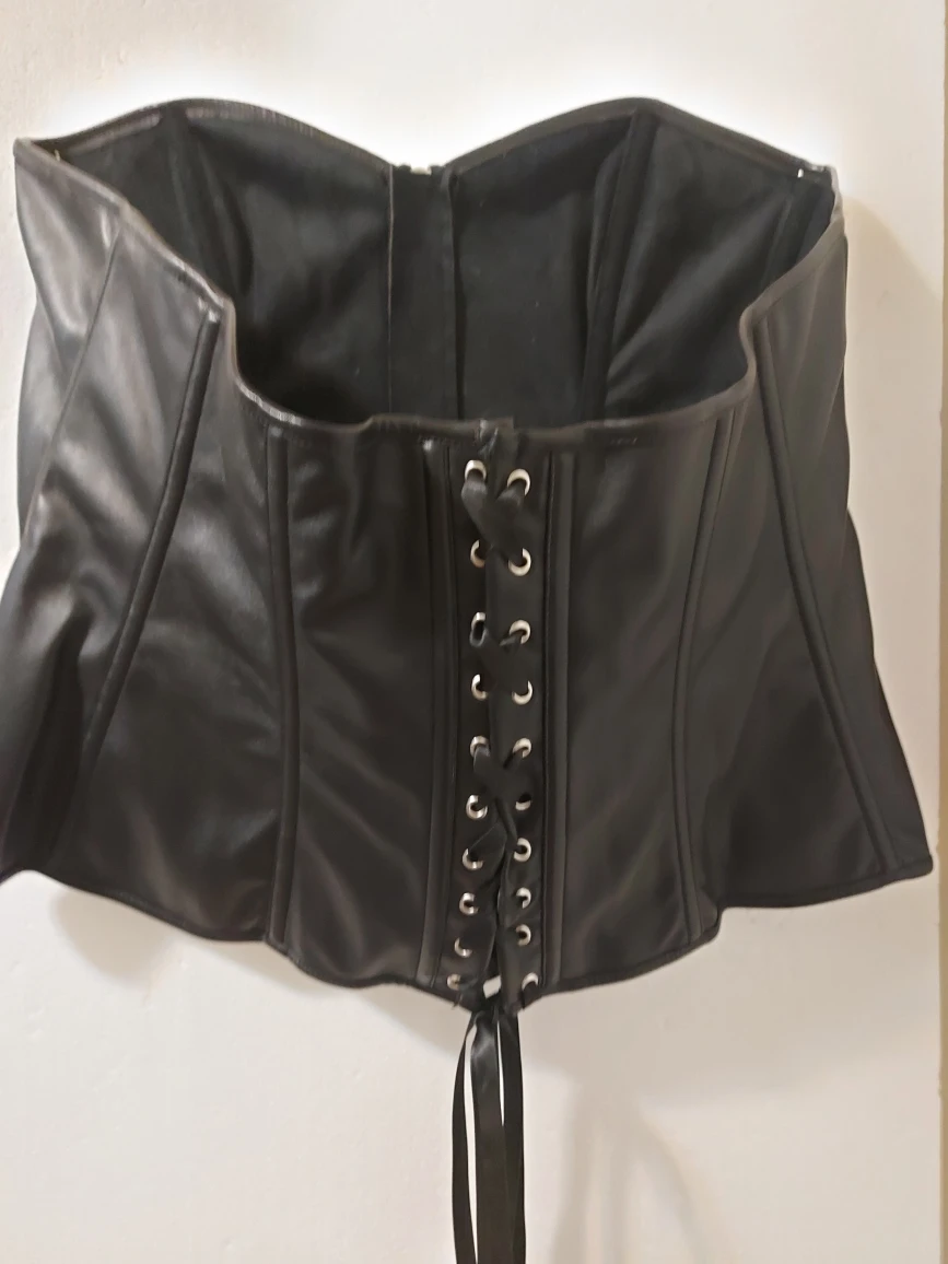 Black Faux Leather Corset Top - photo 2