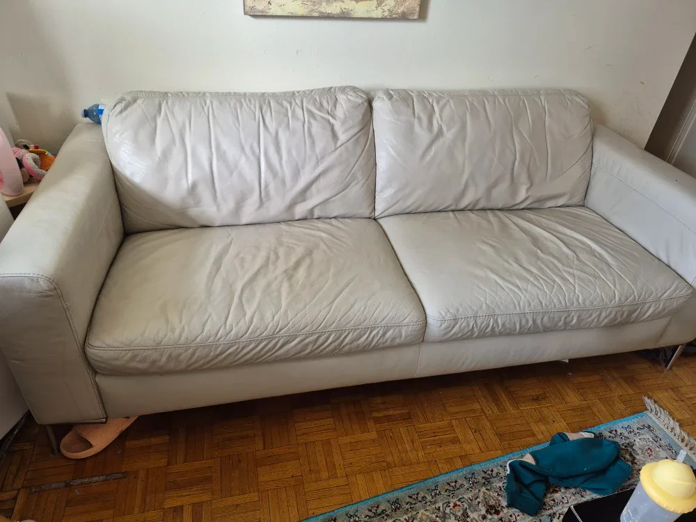 Leather Sofa - Off-White