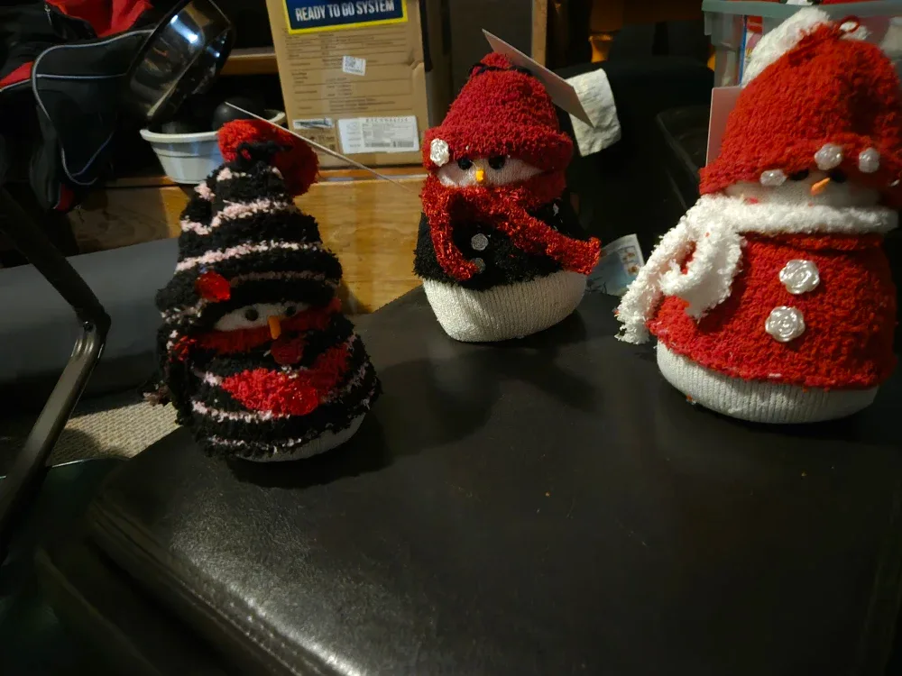 Handmade Snowman Sock Ornaments image indicator(3)