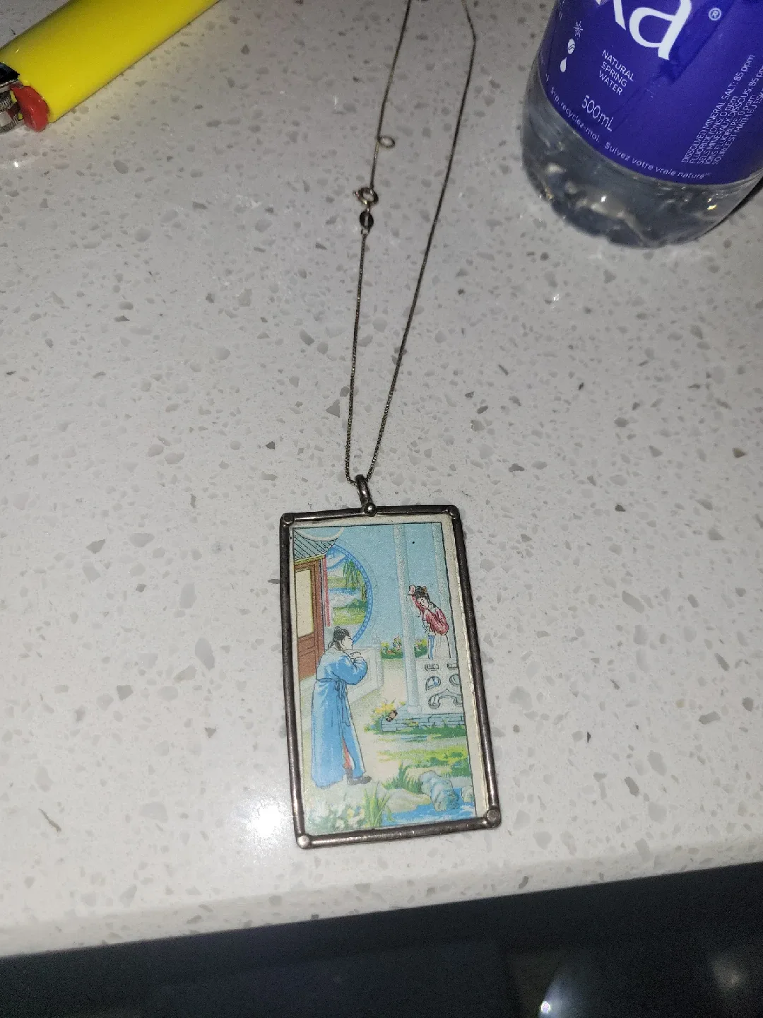 Japanese silver pendant with necklace