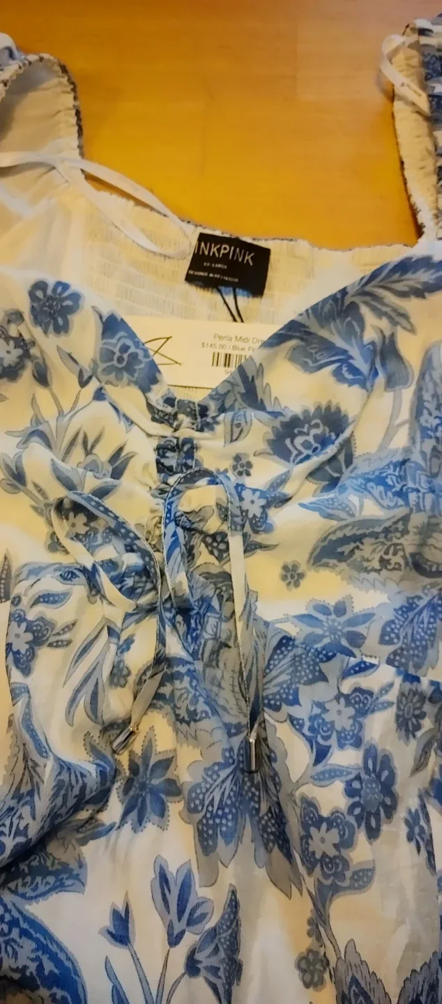 MINKPINK Perla Midi Dress - Blue Floral, XXL image indicator(7)