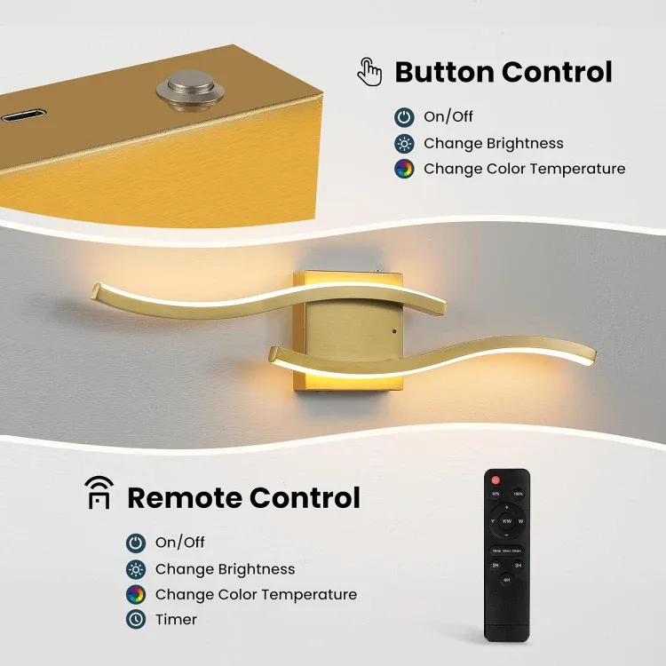 Gold Battery Operated Wall Sconces BNIB image indicator(4)