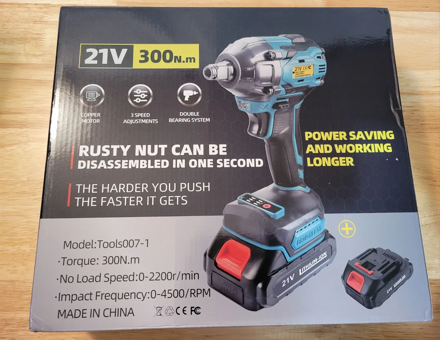 NEW Electric Impact Wrench kit 21V 300N.m w/Box image indicator(2)