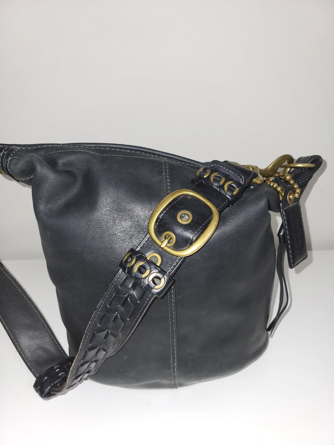 Coach Black Leather Bucket Bag