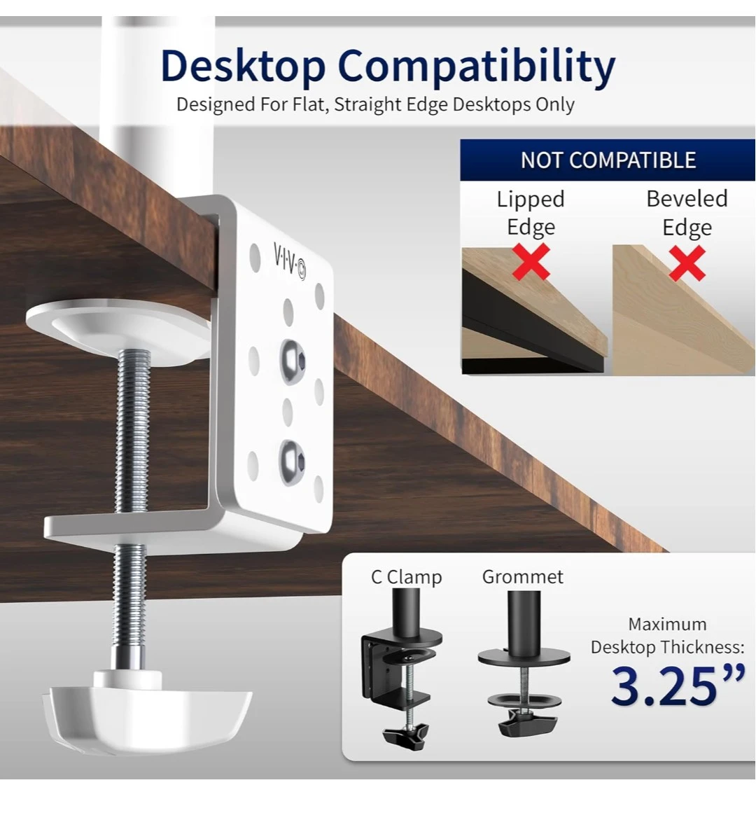 VIVO White Dual 13 to 27 inch LCD LED Monitor Desk Mount Stand - photo 3