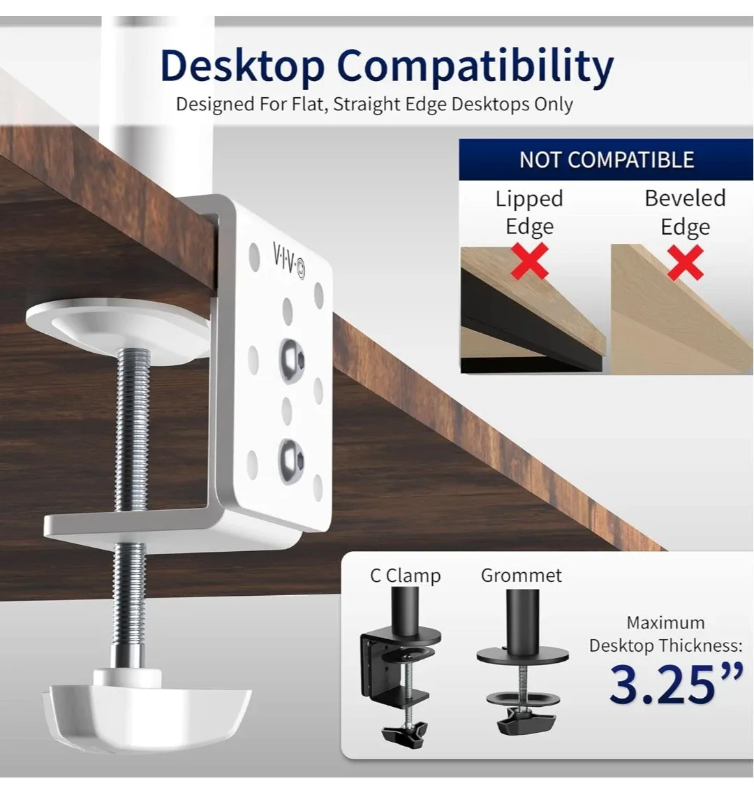 VIVO White Dual 13 to 27 inch LCD LED Monitor Desk Mount Stand image indicator(3)