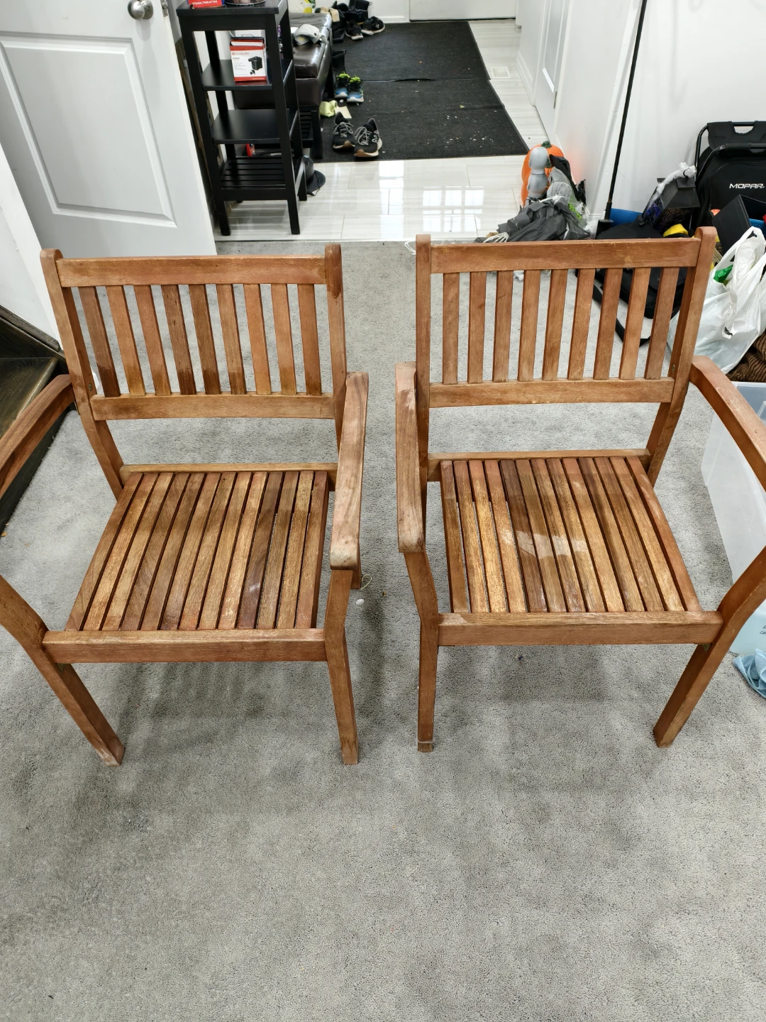 Set of 2 Wooden Outdoor Armchairs