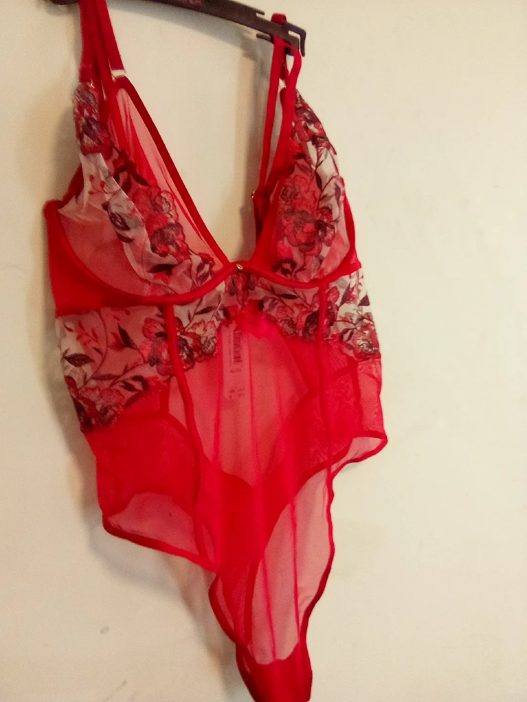 Red Floral Lingerie Bodysuit