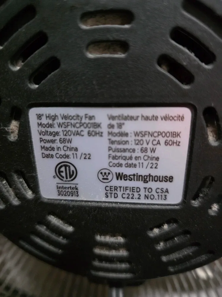 Westinghouse 18" High Velocity Floor Fan image indicator(2)