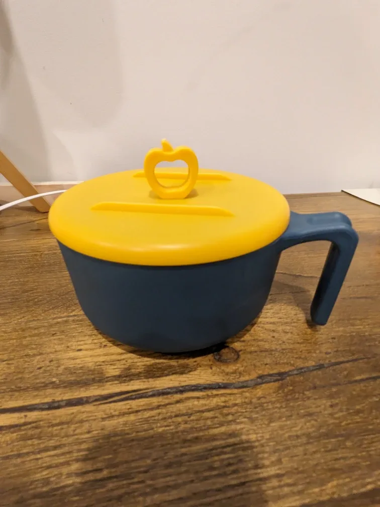 Blue & Yellow Bowl with Lid and Handle