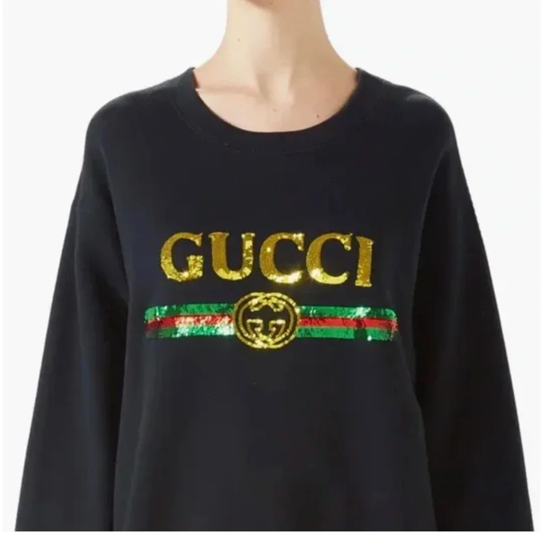 Gucci Black Sequin Logo & Tiger Crewneck Size Small