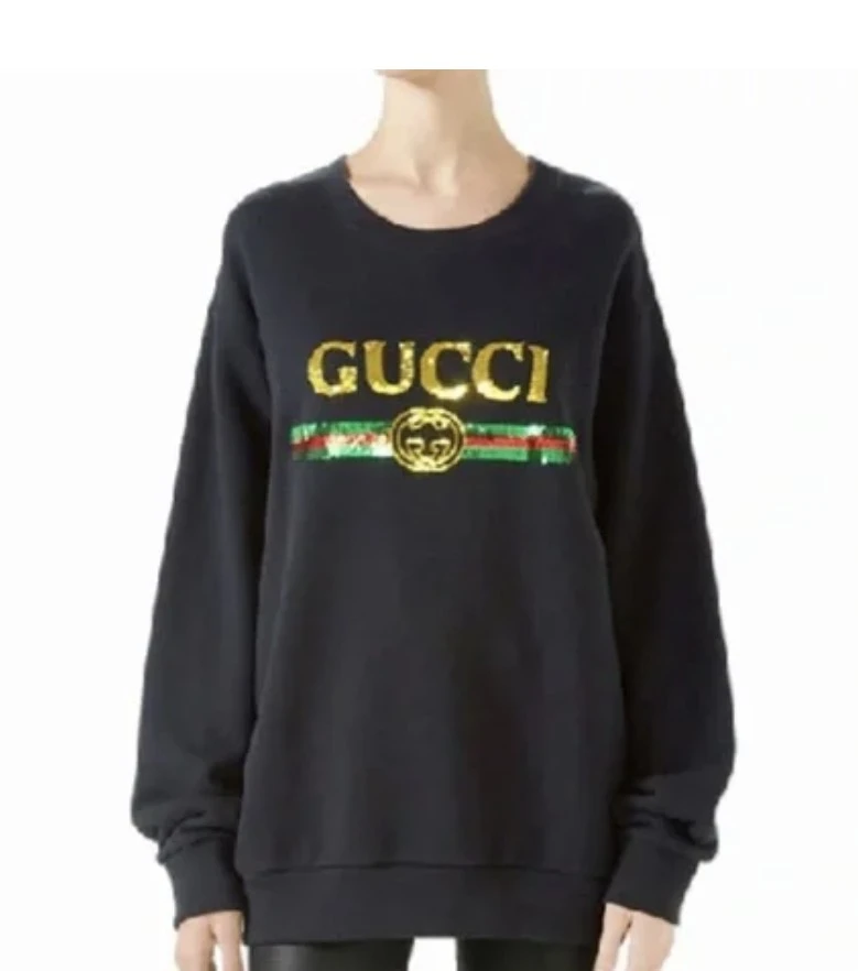 Gucci Black Sequin Logo & Tiger Crewneck Size Small - photo 2