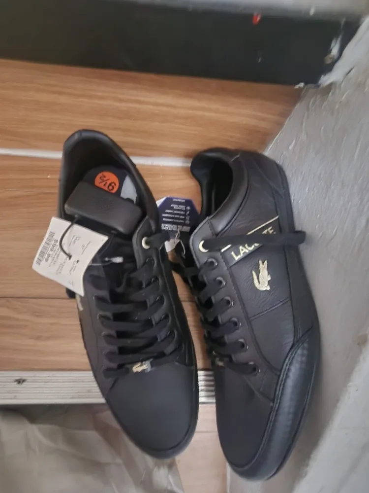 New Lacoste Black Leather Sneakers - Size 9.5