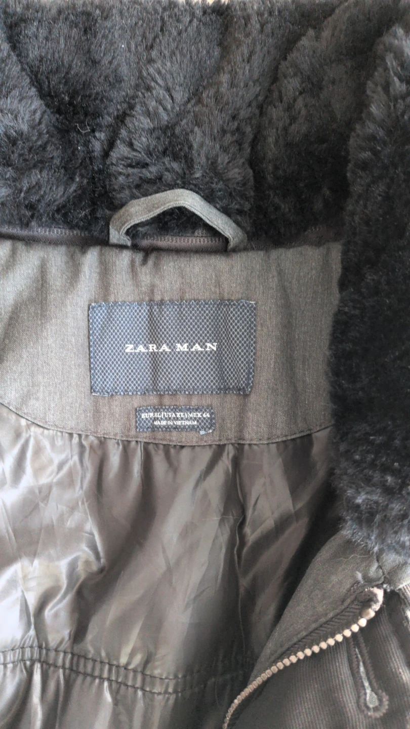 Zara Men’s Grey Fur Collar Padded Zip & Button Parka Jacket - photo 3