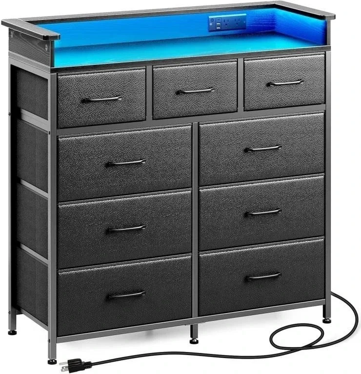 Black Dresser with 9 Drawers & LED Light image indicator(3)