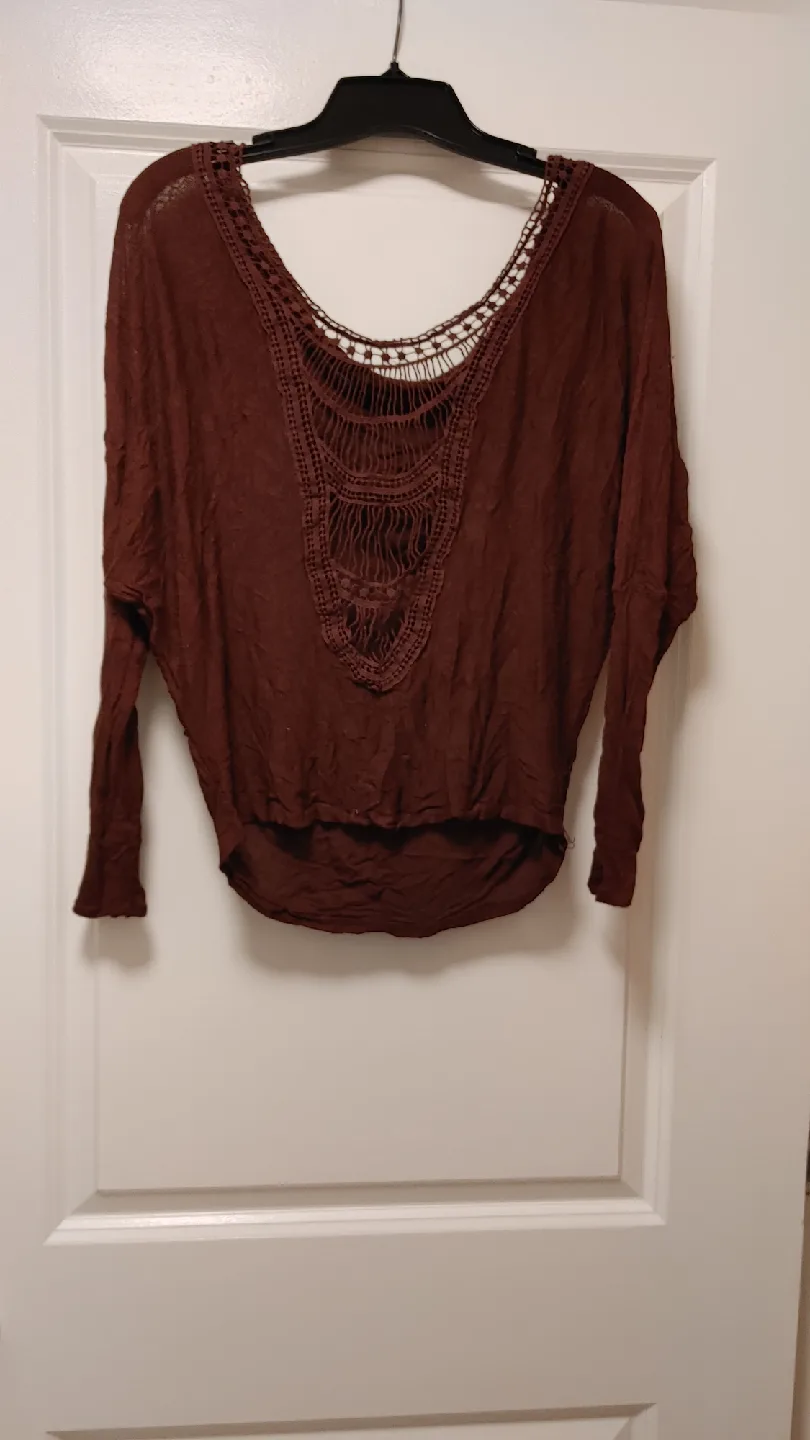 Brown Crochet Back Top size medium image indicator(2)