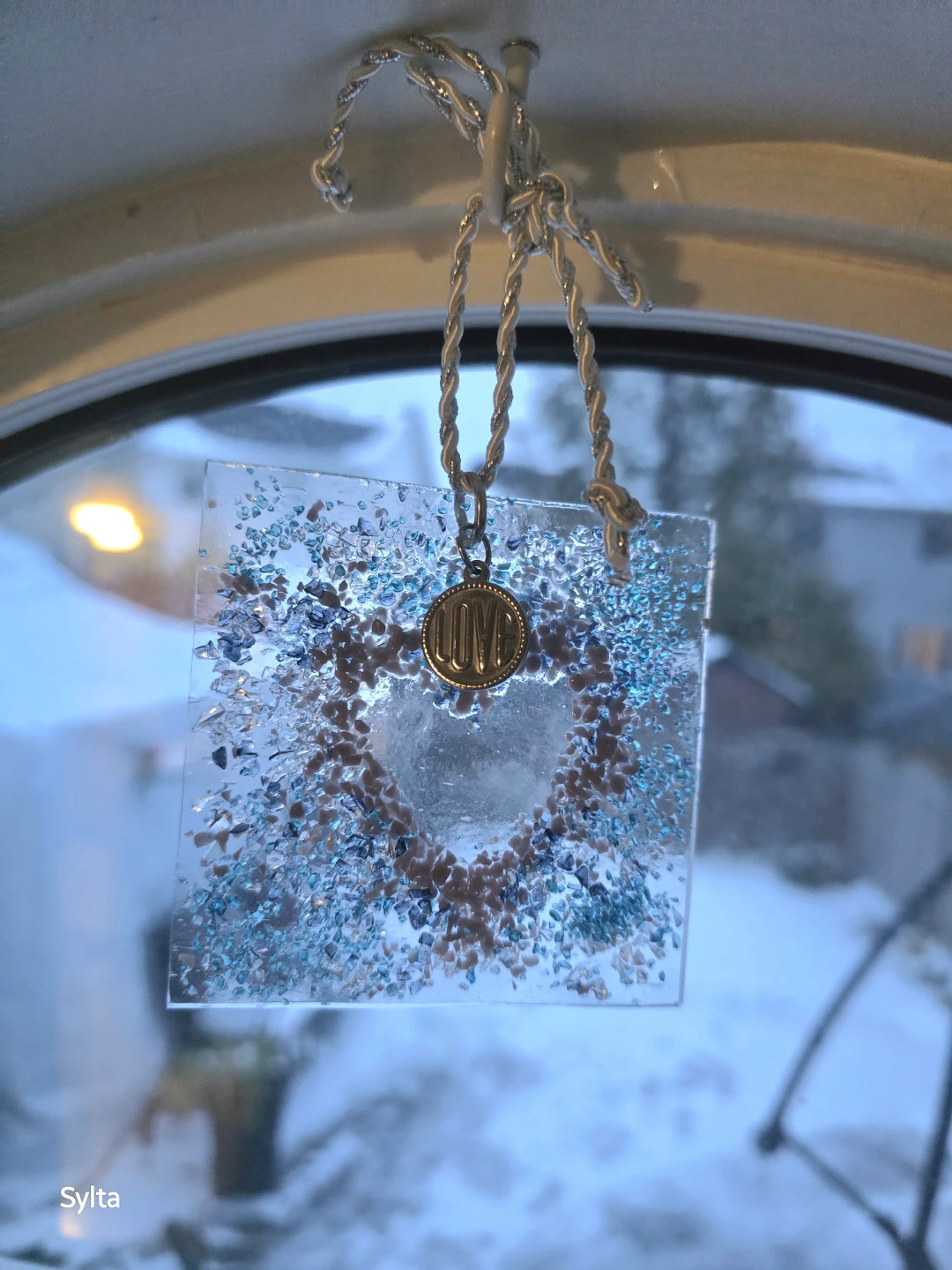 Locally made fused glass 'Love' Heart Decoration - photo 2