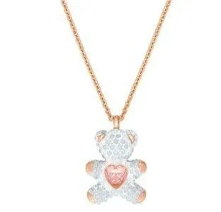 Swarovski Teddy Pendant Necklace, Rose Gold