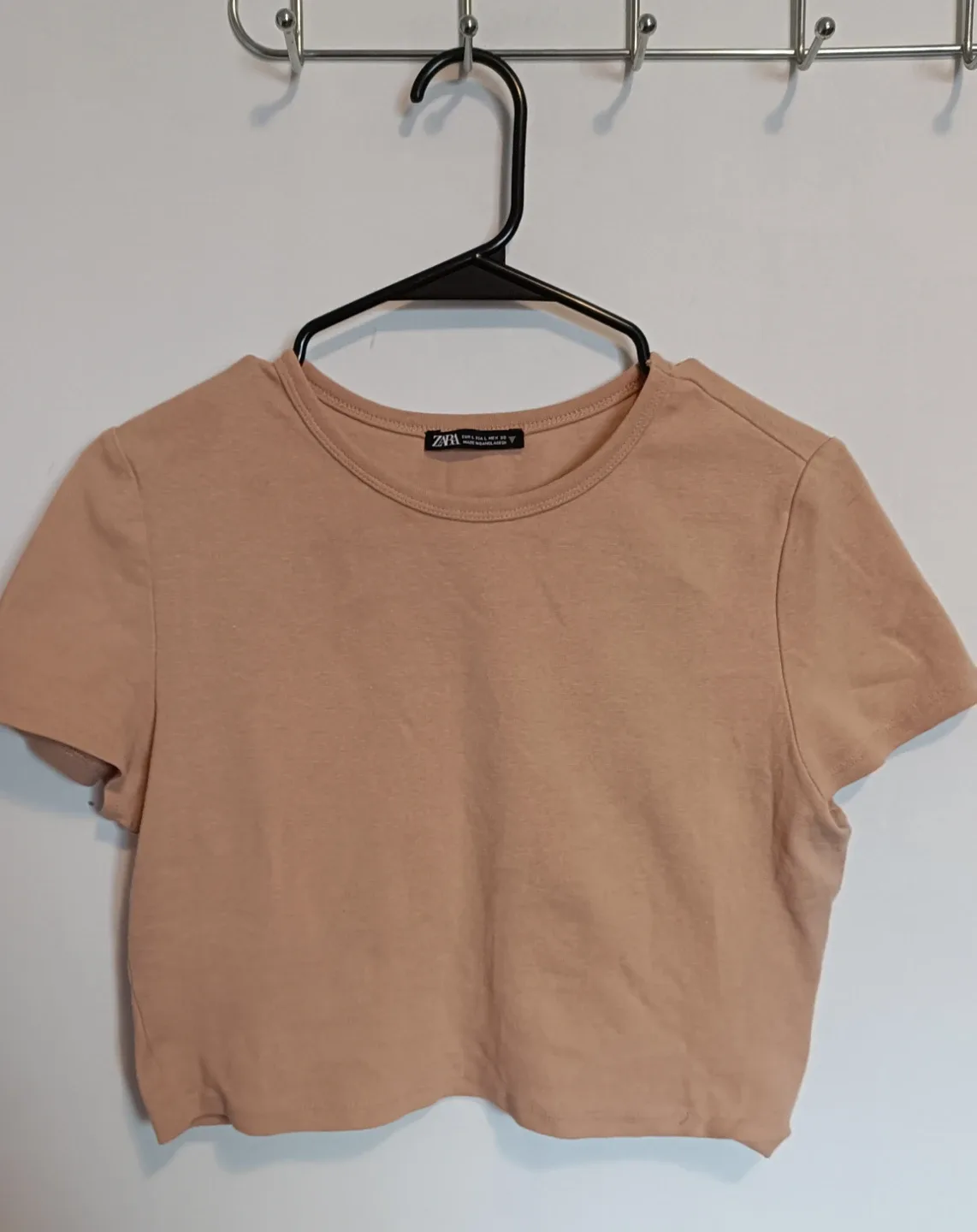 Zara Basic Crop Top - Size L - Beige thumbnail